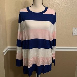 Madison Jules Striped Pullover Sweater Size Large